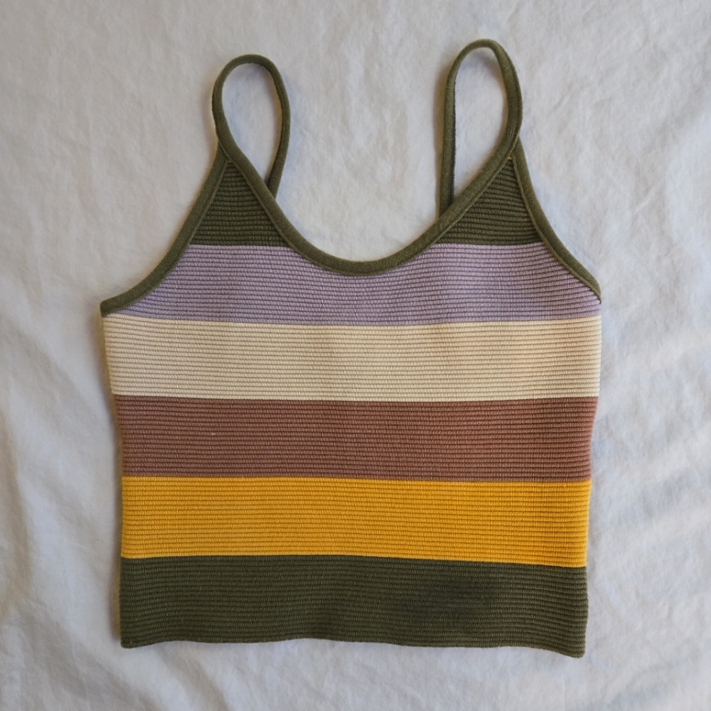 Dreamers Retro Stripe 90s Y2K Knit Spaghetti Strap Tank Top XS